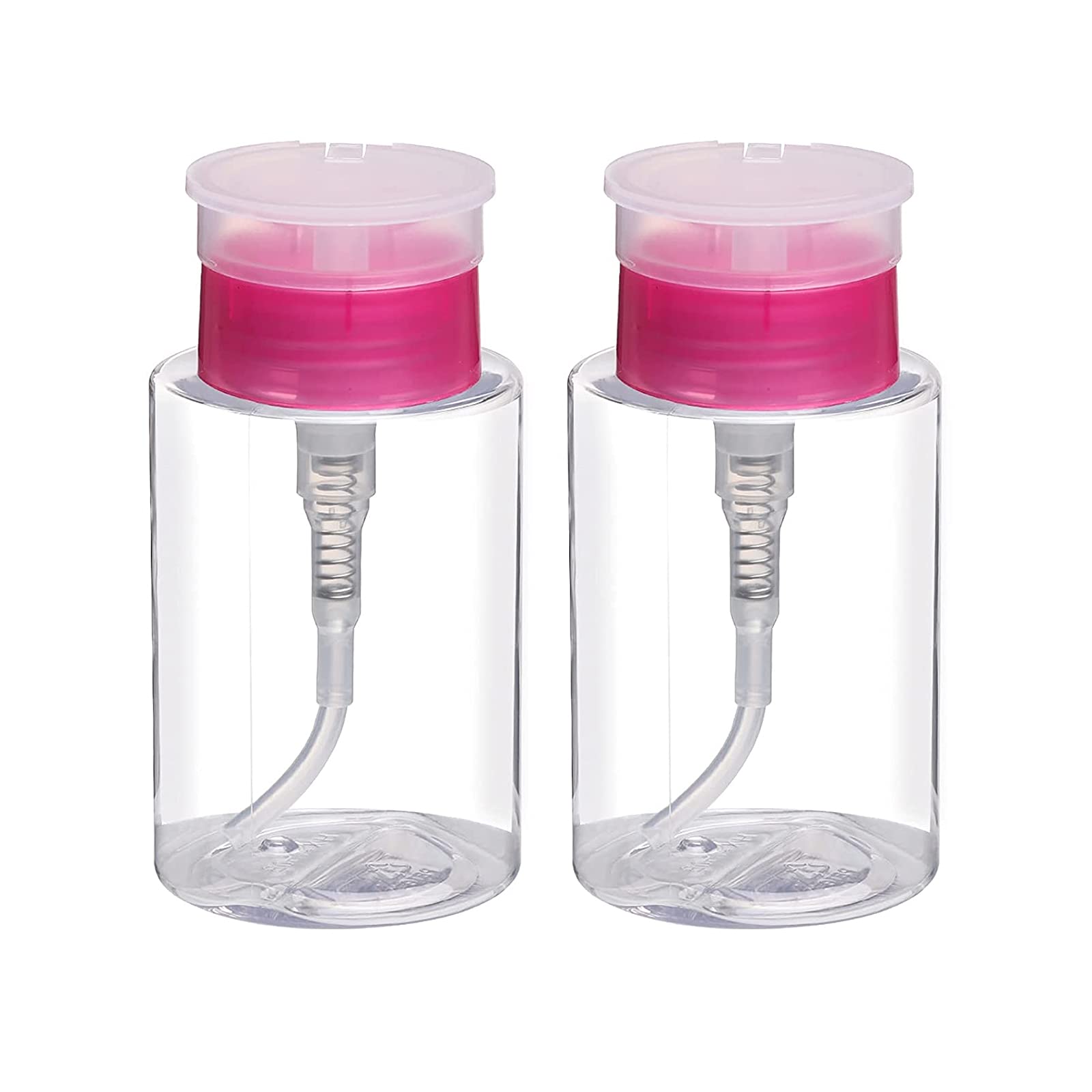 2PCS 180ml Empty Nail Polish Remover Pump Bottles - Push Down Dispenser for Nail Polish & Makeup - Perfect for Salon, Home & Travel Use