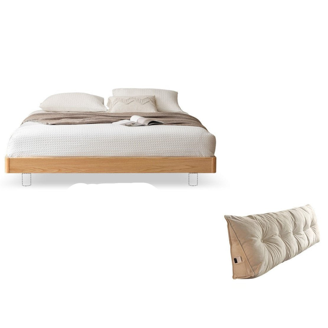 Modern Solid Wood Platform Bed - Oak & Beech Frame, Floating Design with Optional Headboard & LED Lighting - Perfect for Contemporary Bedrooms & Minimalist Home Decor