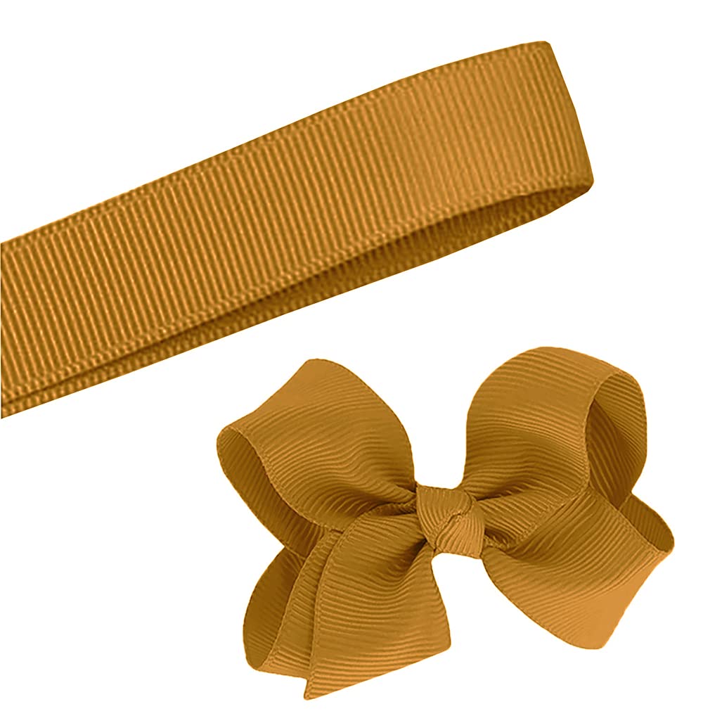 5 Yards Solid Harvest Gold Grosgrain Ribbon - 7/8 Inch Width for DIY Crafts, Gift Wrapping, Hair Bows & Wedding Decor - Premium USA-Made Ribbon Yardage