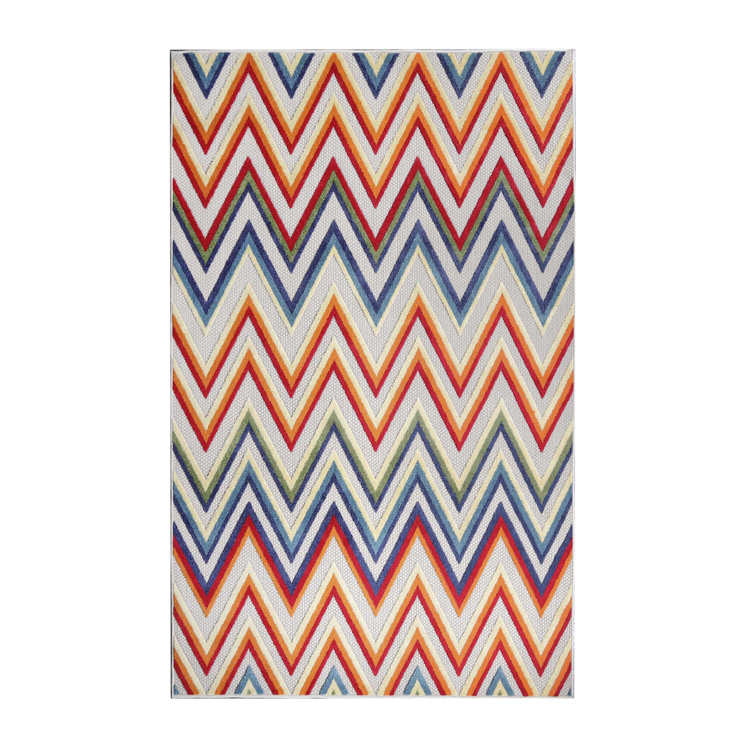 Acacia Geometric Zigzag Modern Indoor/Outdoor Area Rug or Runner - Non-Slip Boho Chic Carpet for Living Room, Bedroom, Patio & Hallway Decor