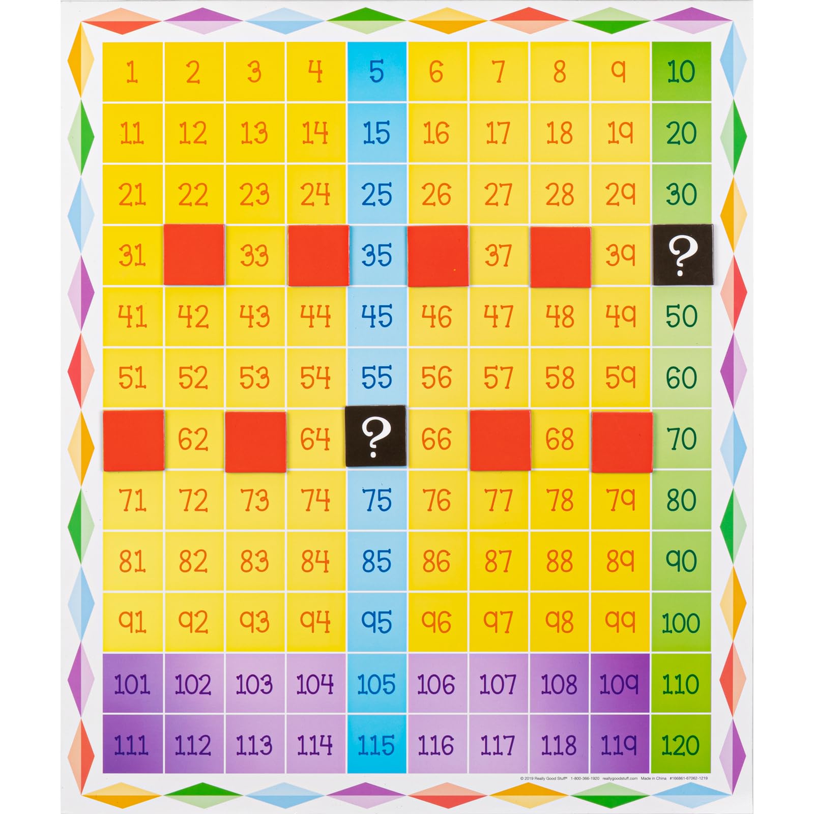 Jumbo Magnetic Chart 120 Grid - 24 Squares for Classroom Math Activities | Dry Erase Whiteboard Teaching Tool for Elementary School Teachers | Perfect for Counting, Graphing & Number Recognition Lessons