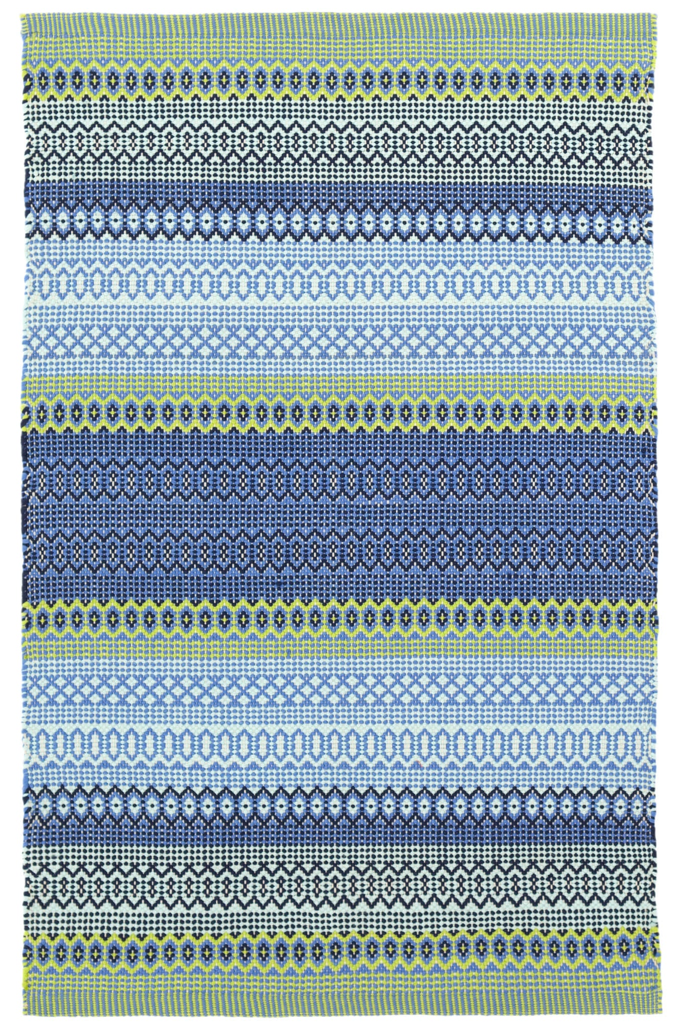 Handwoven Fiesta Stripe Indoor/Outdoor Area Rug in French Blue & Green - Perfect for Patio, Living Room, or Bedroom Decor