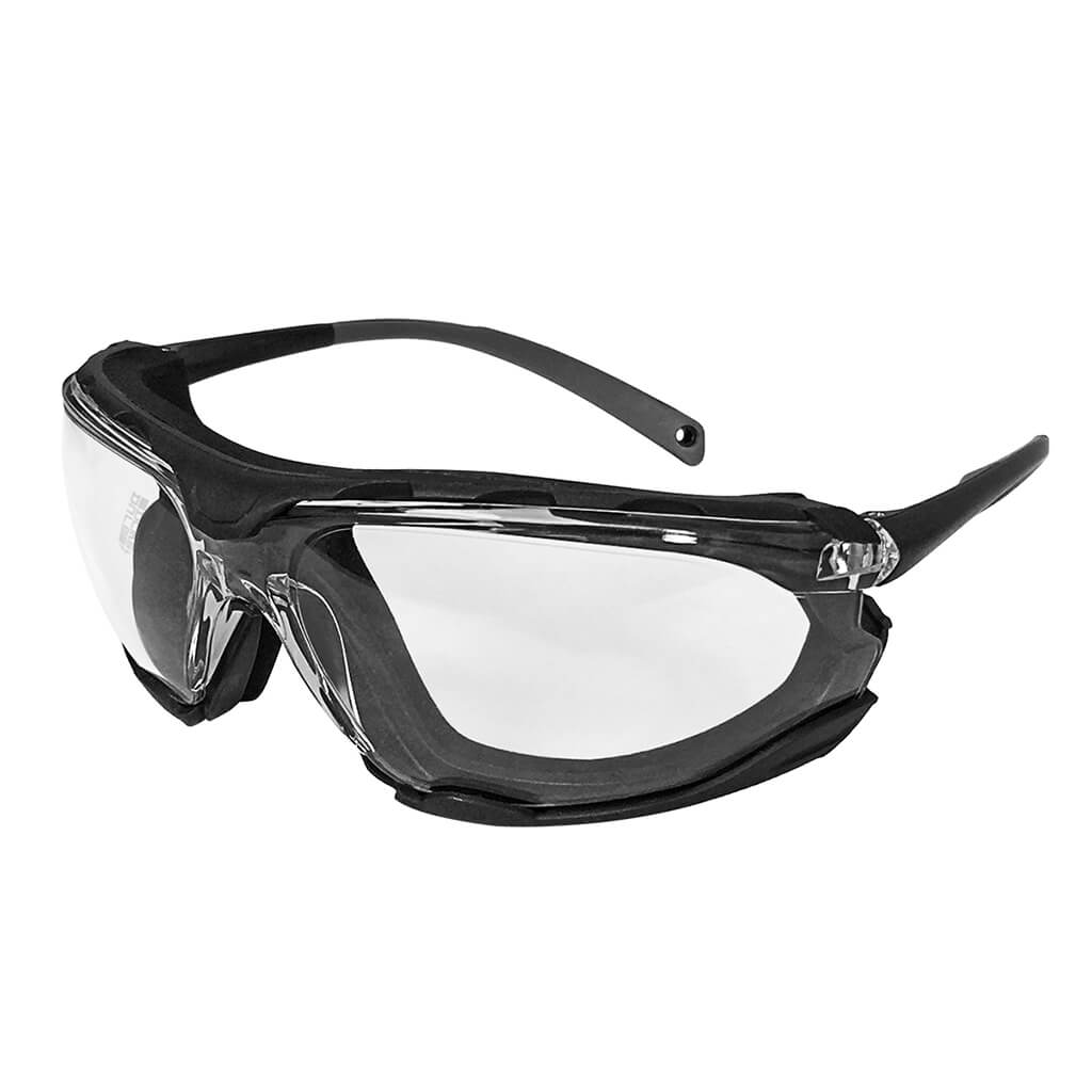 DuraDrive A07 28C Clear Lens Anti-Scratch Anti-Fog Safety Glasses with Removable Foam Gasket - Perfect for Construction, Woodworking, and DIY Projects