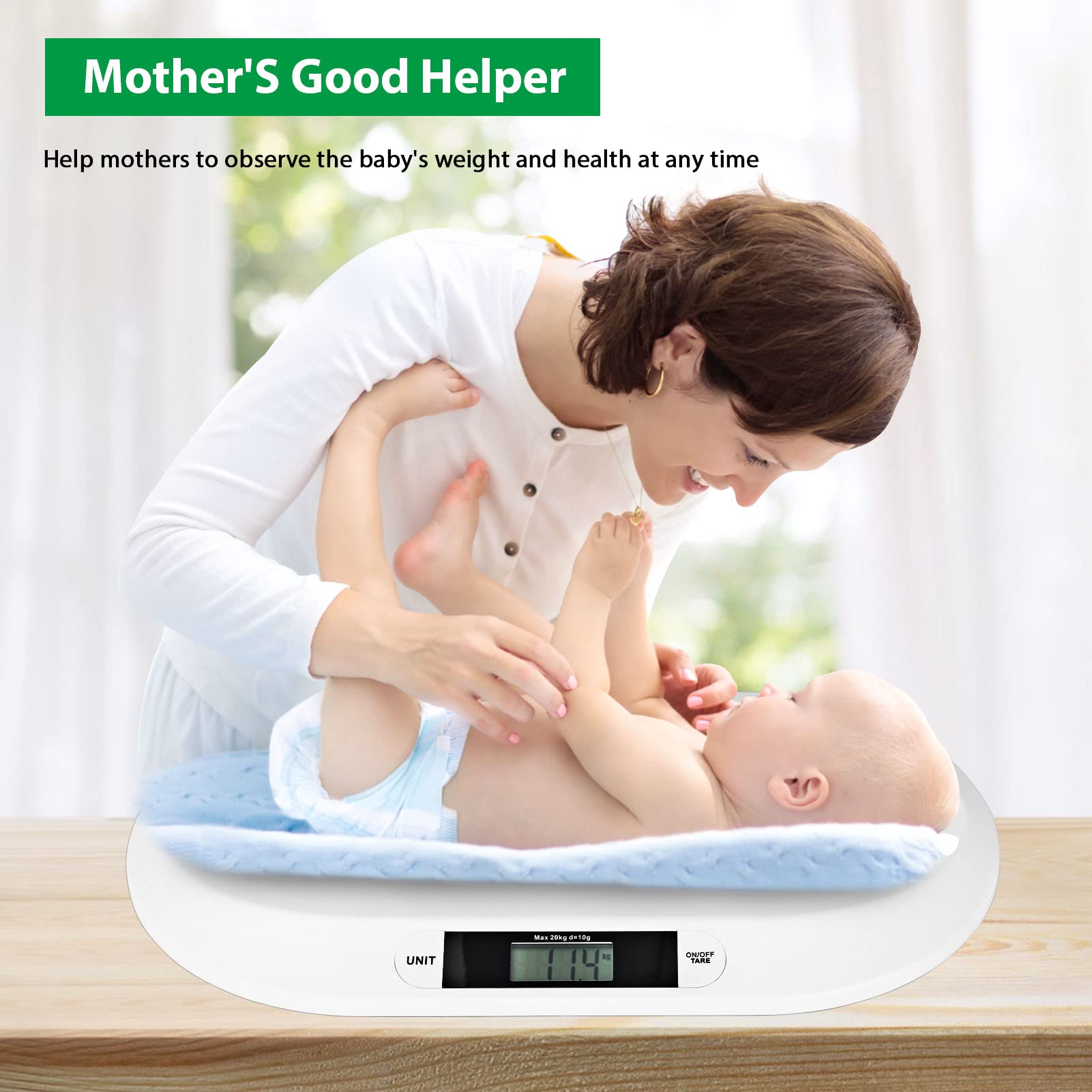 BALLSHOP 20kg Digital Baby Scale & Pet Scale - Accurate Electronic Weighing for Infants, Toddlers, Dogs & Cats - Track Growth Progress at Home or Veterinary Clinic