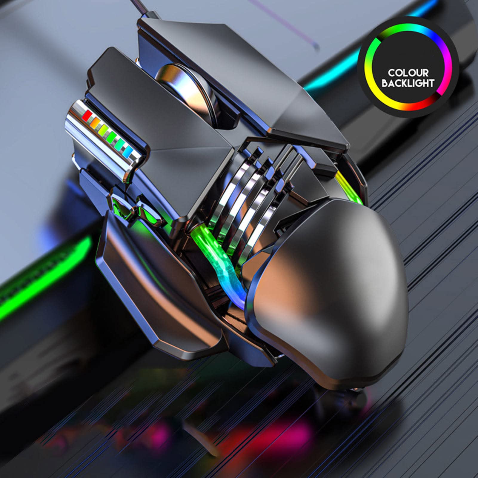 ASixxSix RGB Wired Gaming Mouse - 12800 DPI Adjustable Ergonomic Mechanical Mouse with 4 Light Modes for PC & Laptop Gamers - Perfect for FPS, MOBA & Esports Gaming on Windows Computers