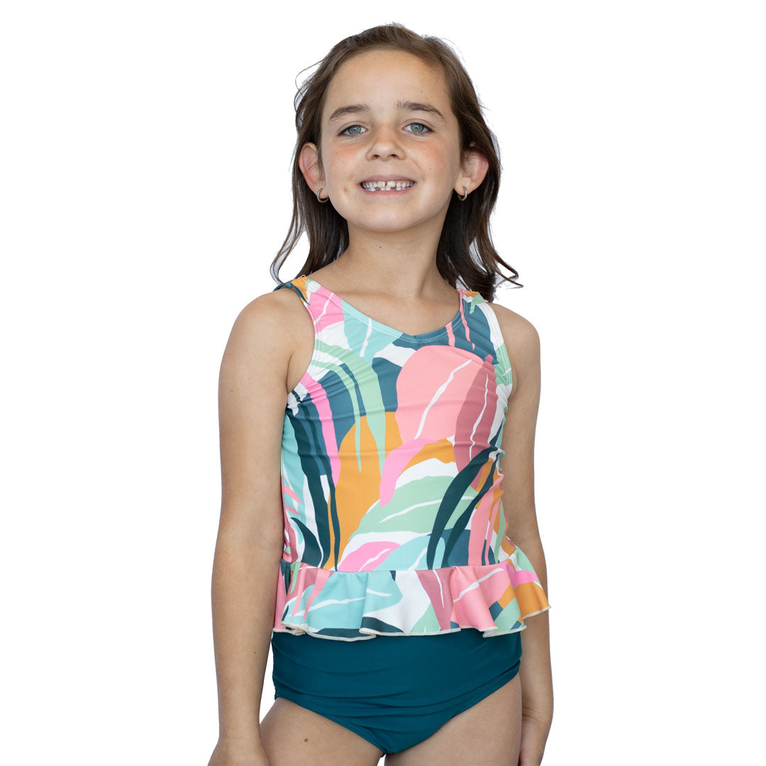 Girls V Neck Peplum Tankini Top - Stylish Swimwear for Beach, Pool & Summer Vacations