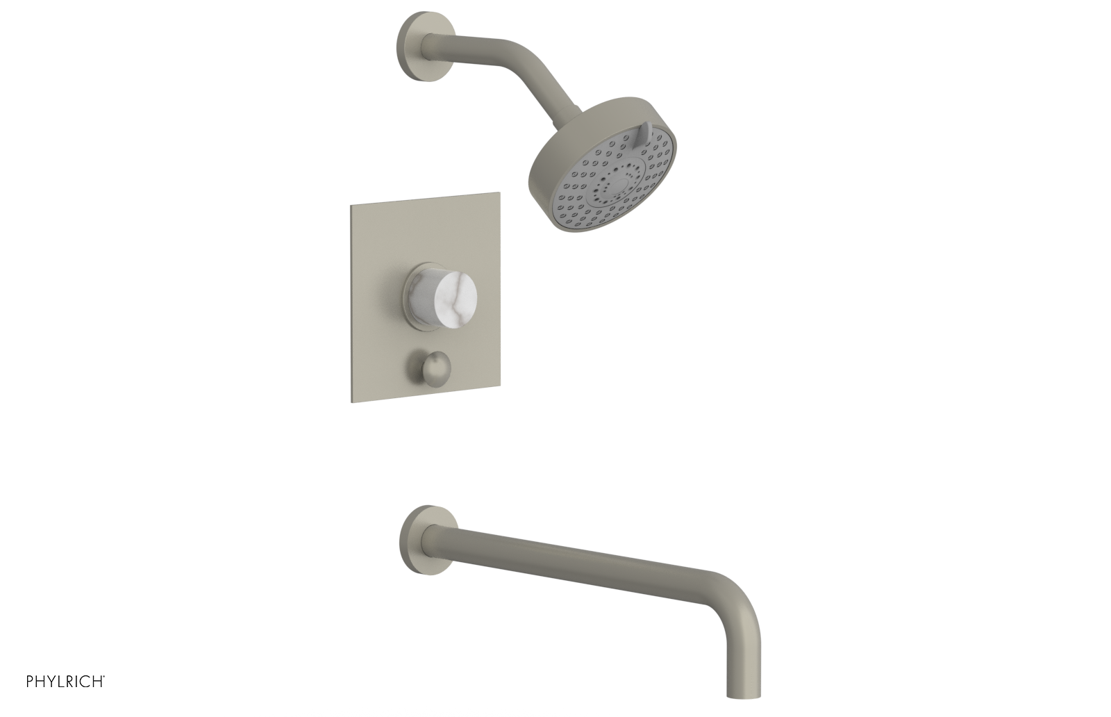 BASIC II 14 Pressure Balance Tub and Shower Faucet Set - White Marble Finish - 230S 28 14 - Perfect for Modern Bathroom Renovations & Spa-Like Shower Experience