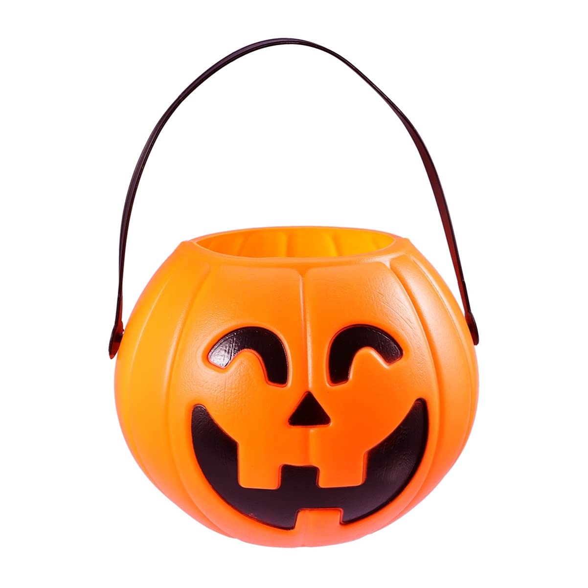 CLISPEED 17cm Halloween Pumpkin Candy Bucket for Kids - Portable Trick or Treat Pumpkin Pail, Plastic Candy Container with Handle - Perfect for Halloween Parties, Trick-or-Treating & Home Decorations