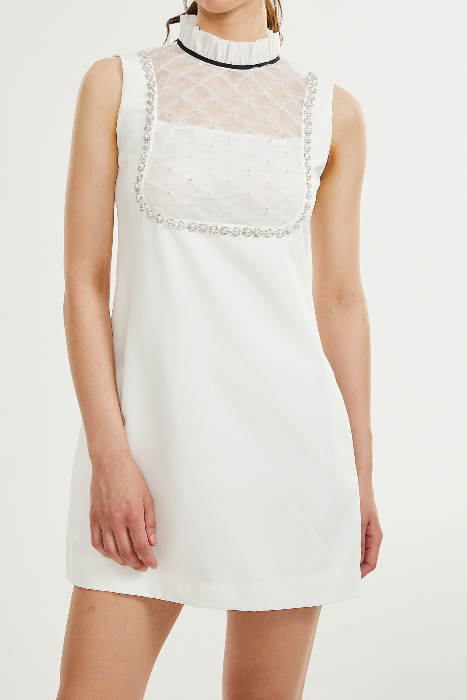 Adrielle White Faux Pearl Mini Dress - Elegant Party & Wedding Guest Dress for Women | Perfect for Cocktail Events, Date Nights & Special Occasions