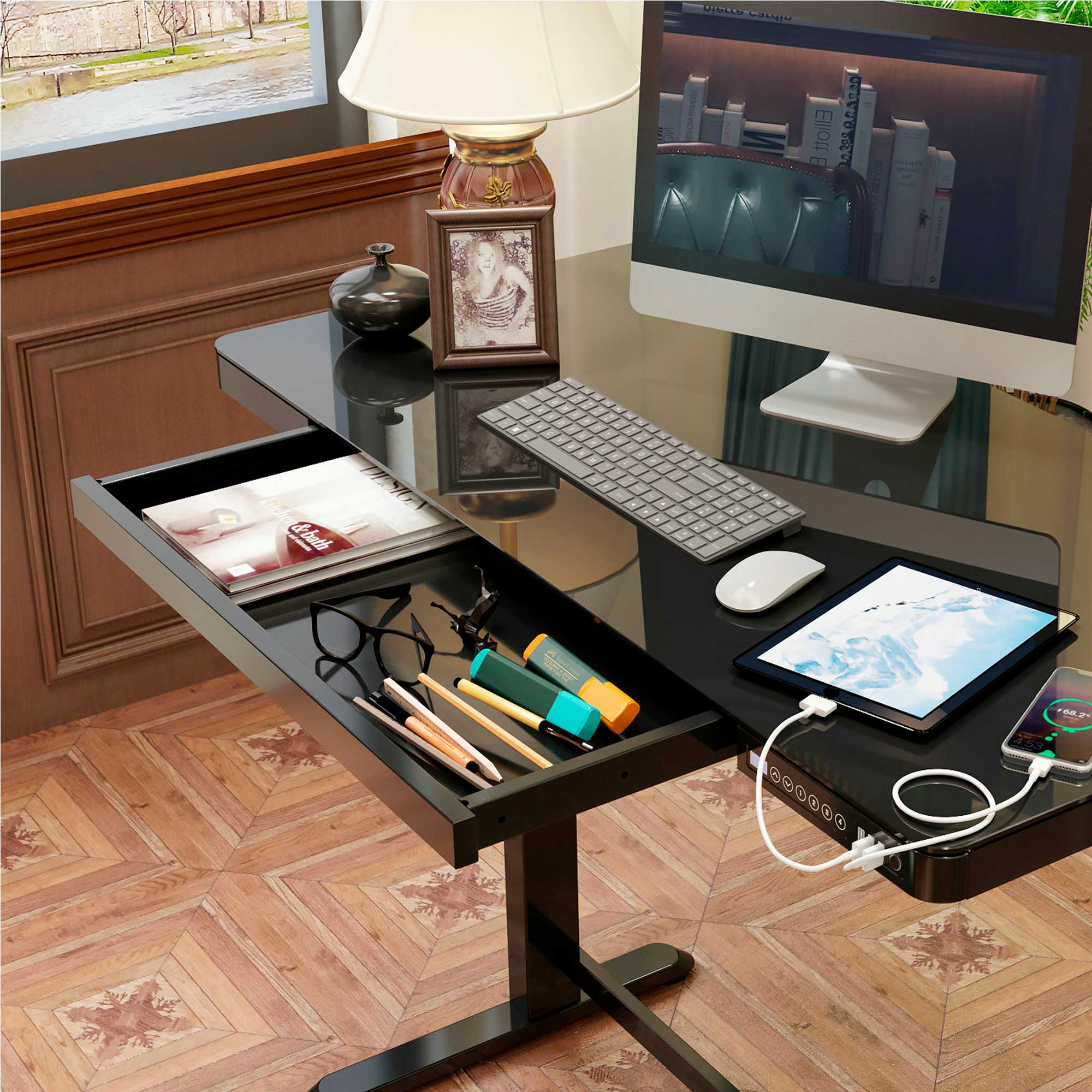 Electric Height Adjustable Sit Stand Desk - 47.2