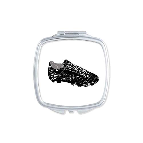 DIYthinker Black Football Shoes Pattern Portable Compact Pocket Mirror - Double Sided Makeup Mirror for Soccer Fans, Travel & Touch-ups