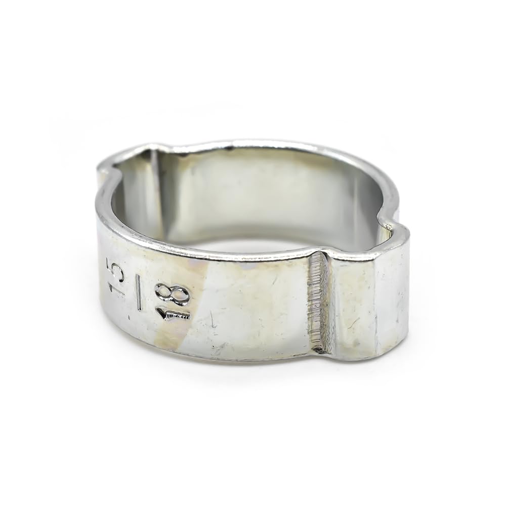 Interstate Pneumatics H618 Double Ear Steel Hose Clamp - Zinc Plated 15-18mm (50 Pack) - Ideal for Automotive, Plumbing, and Industrial Applications