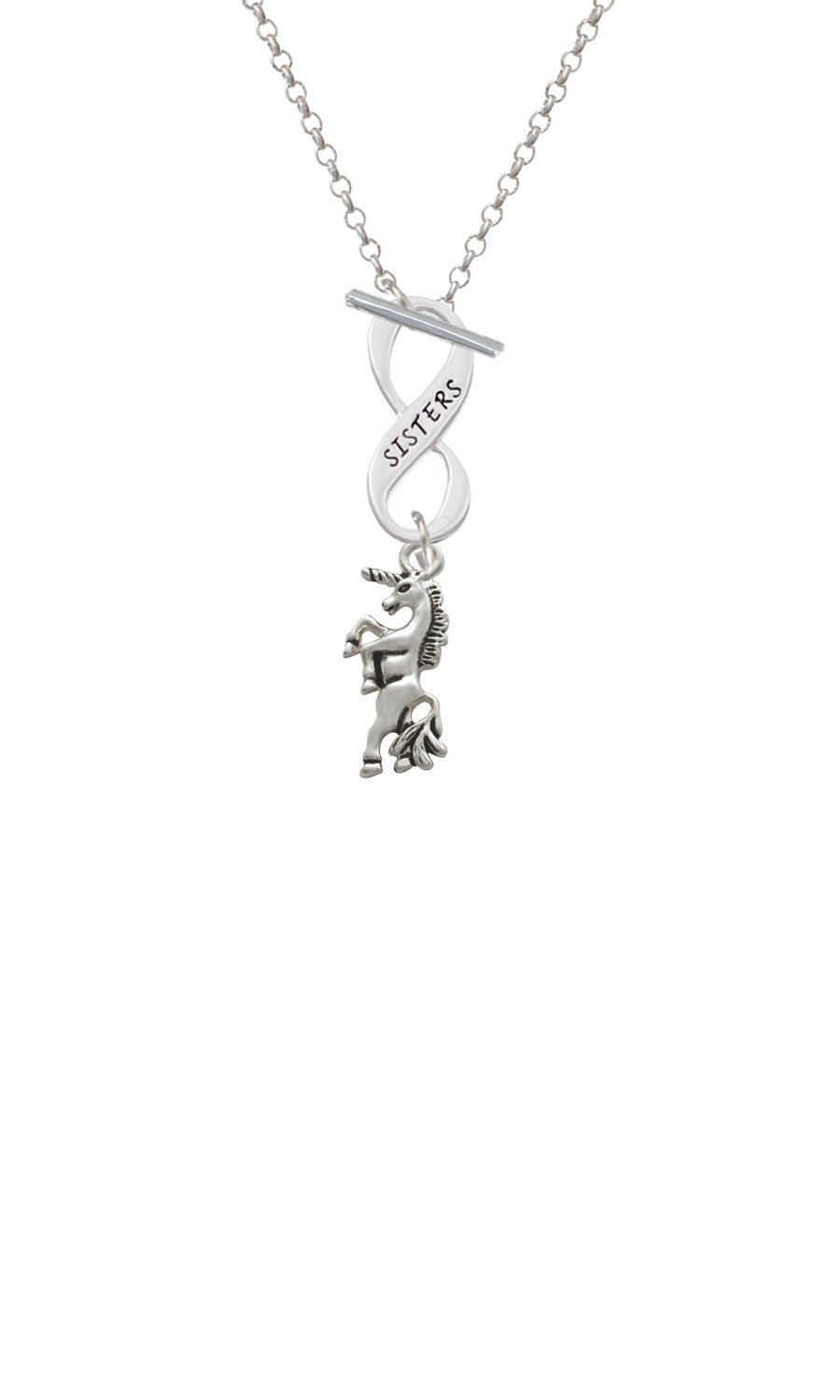 Delight Jewelry Sterling Silver Unicorn Sisters Infinity Toggle Chain Necklace - Perfect Gift for Sisters, Best Friends & Unicorn Lovers