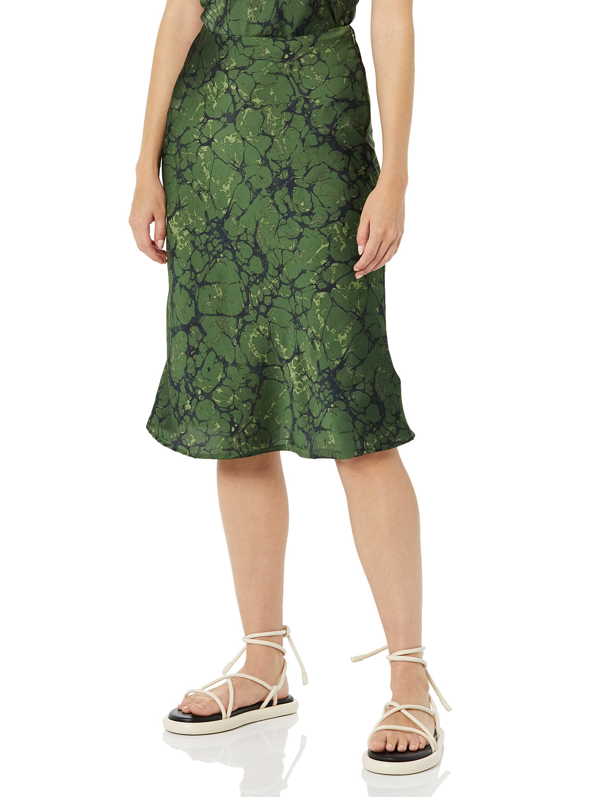 Amazon Essentials Women's Georgette Slip Skirt - Flowy Midi Skirt for Women, Comfortable Stretch Waistband, Perfect for Work, Date Night & Summer Outfits