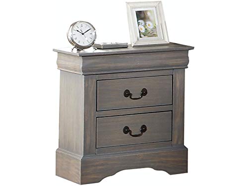 Antique Gray Traditional Two-Tier Nightstand - Large Bedside Table with Storage Shelf | Perfect for Bedroom, Living Room & Guest Room Furniture