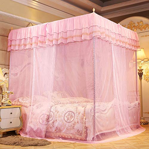 Luxury 4 Corner Post Bed Canopy with 3 Side Openings - Princess Net Bed Curtain for Single, Double & King Size Beds - Elegant Bedroom Decor for Romantic Nights, Kids Room & Boho Chic Style