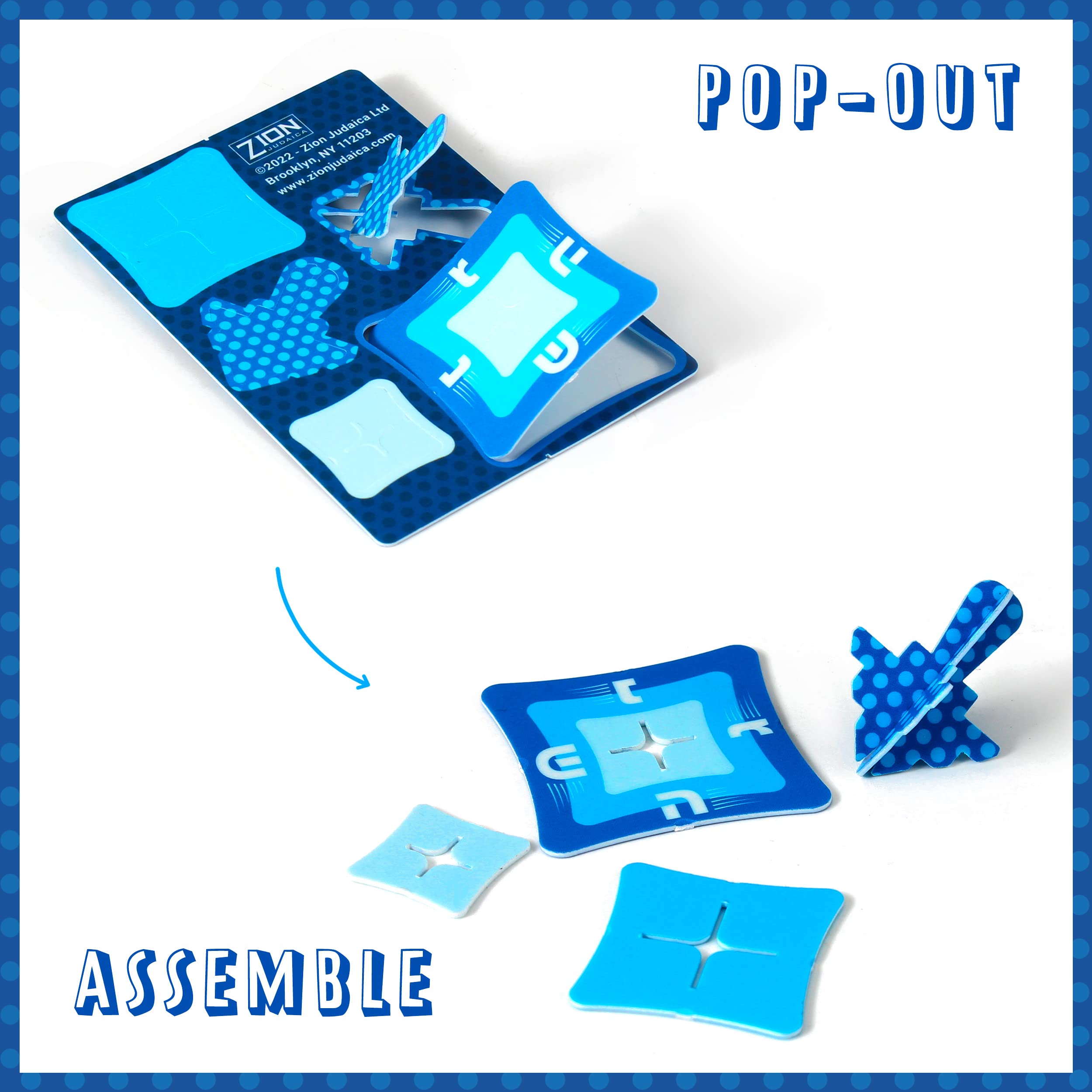 Premium Hanukkah Candles Set - 45 Blue & White Chanukah Candles for Menorah, Includes DIY Dreidel & Prayer Card - Zion Judaica - Perfect for Hanukkah Celebrations, Jewish Holidays & Home Decor