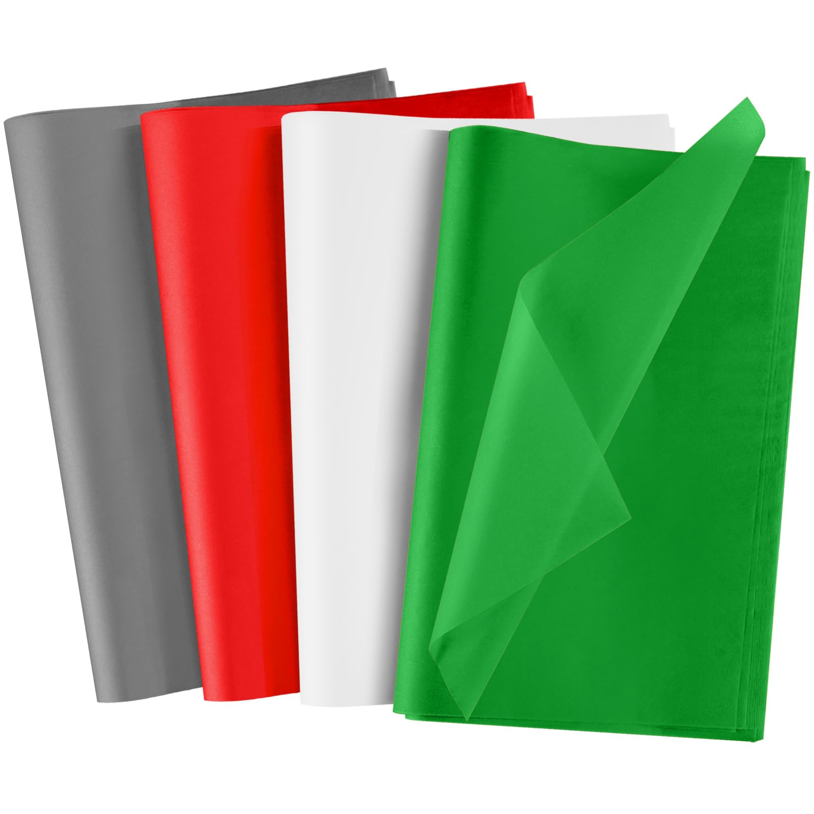 NEBURORA 100 Sheets Christmas Tissue Paper - Red, Green, Grey & White Holiday Gift Wrapping Paper for Crafts, Party Decorations & Gift Bags | Perfect for Christmas Presents, DIY Projects & Festive Home Decor