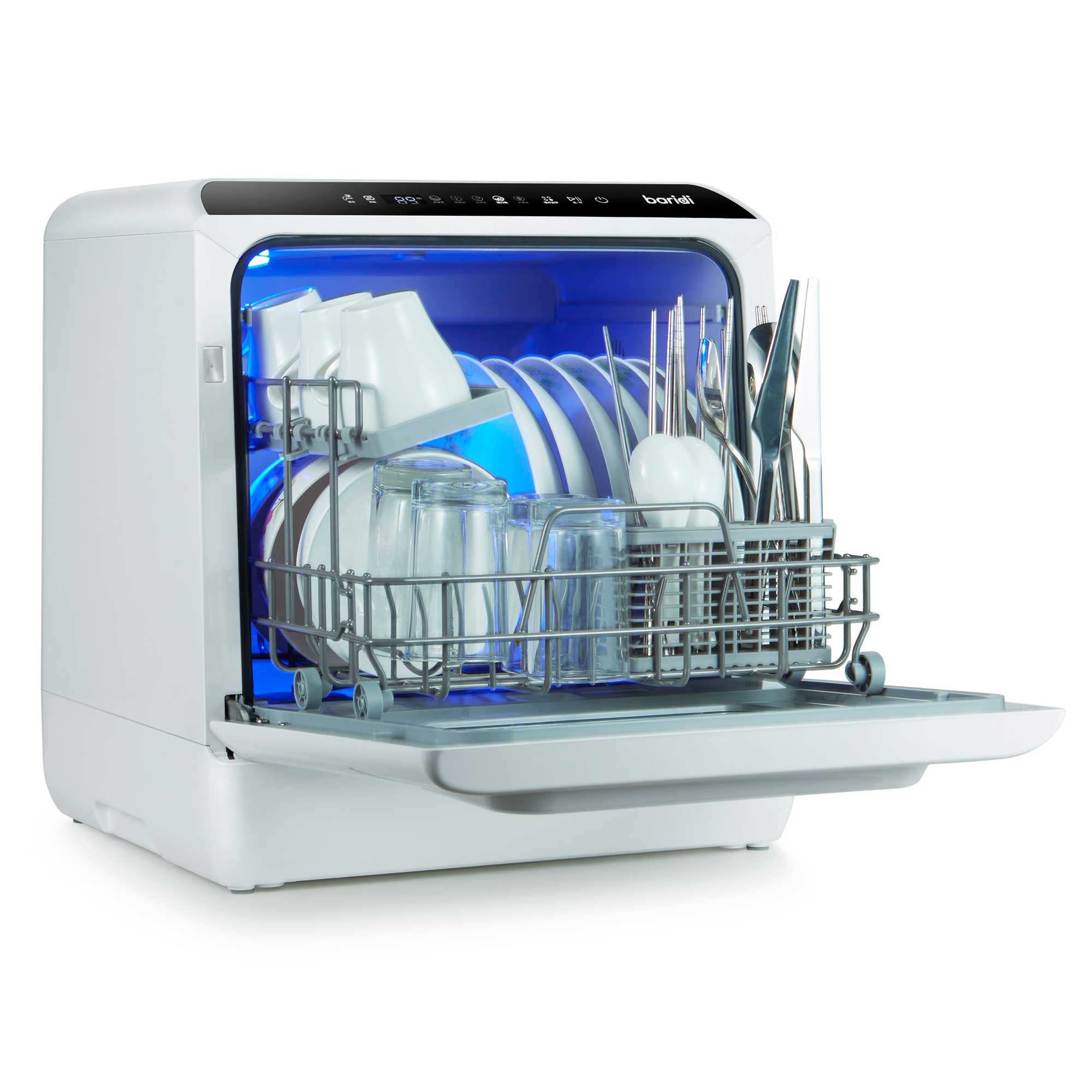 Baridi Mini Portable Tabletop 5L Dishwasher with 2-4 Place Settings - Compact Countertop Dishwasher with 5 Wash Functions (DH224A) for Small Apartments, RVs & Dorm Rooms
