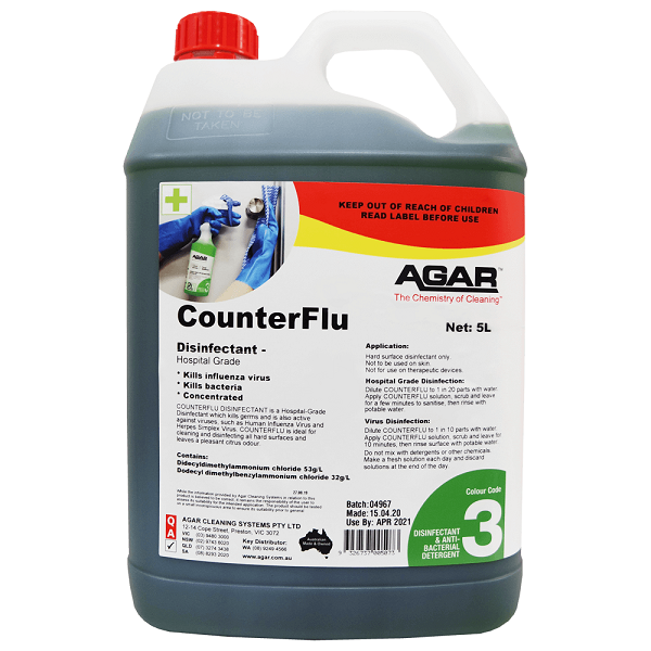 Agar CounterFlu Concentrated Hospital Grade Disinfectant | Citrus Scent | Kills 99.9% Germs | Ideal for Hospitals, Clinics & Home Use