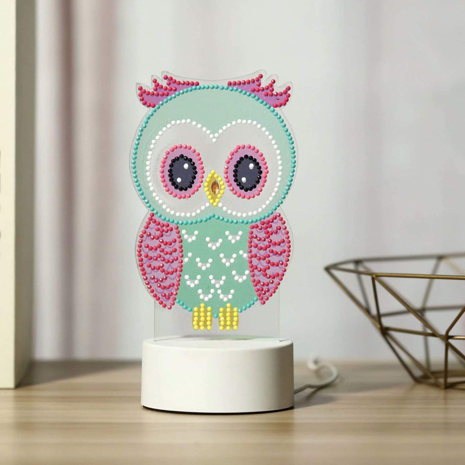 5D DIY Diamond Painting Kits for Adults - LED Diamond Painting Owl Night Light with Special Shaped Beads, Home Decor Gift for Friends | Perfect for Bedroom, Living Room & Relaxation Therapy