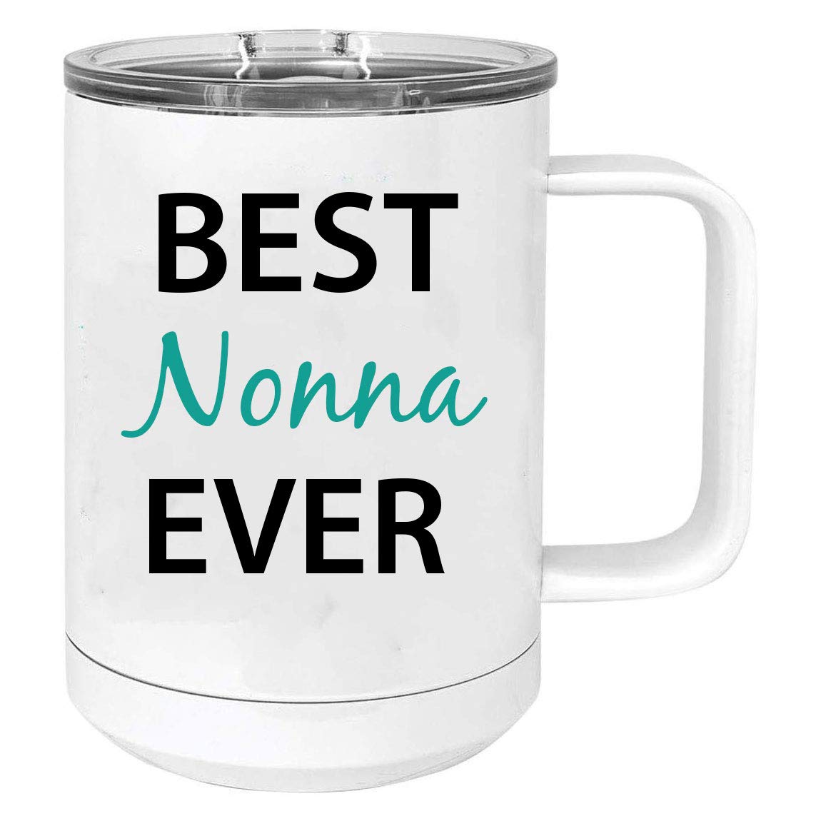 Best Nonna Ever 15 Oz Stainless Steel Vacuum Insulated Travel Coffee Mug with Slider Lid - White | Leak-Proof & Temperature Control | Perfect for Commuting, Camping & Office Use