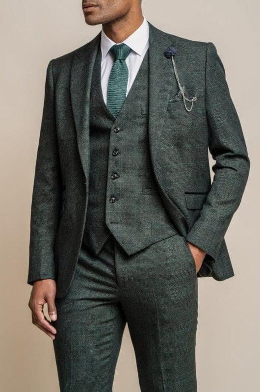 Cavani Caridi Men's Slim Fit Tweed Blazer Jacket - Classic Business Casual Sport Coat for Office, Wedding & Formal Events