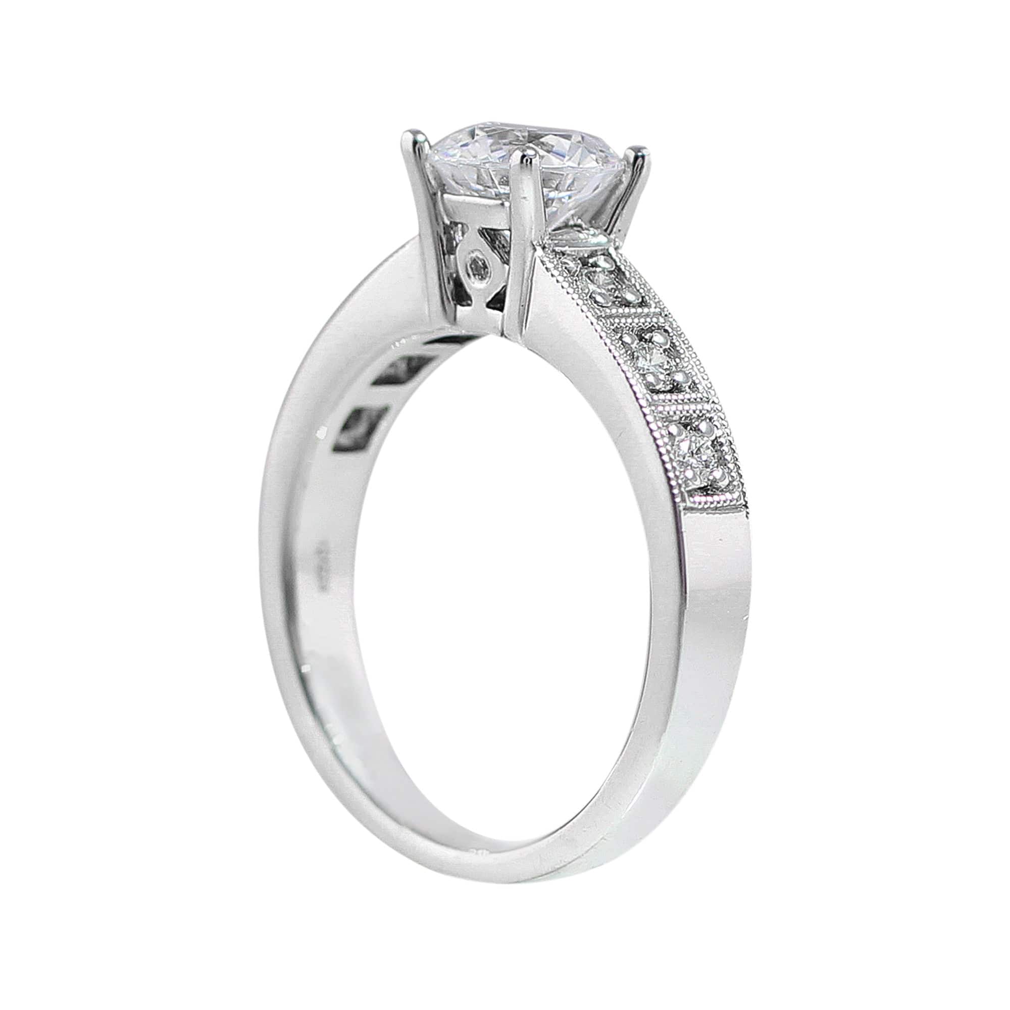 18K White Gold Bead Bright Diamond Ring Setting for Women - Elegant Wedding, Engagement & Anniversary Jewelry Gift