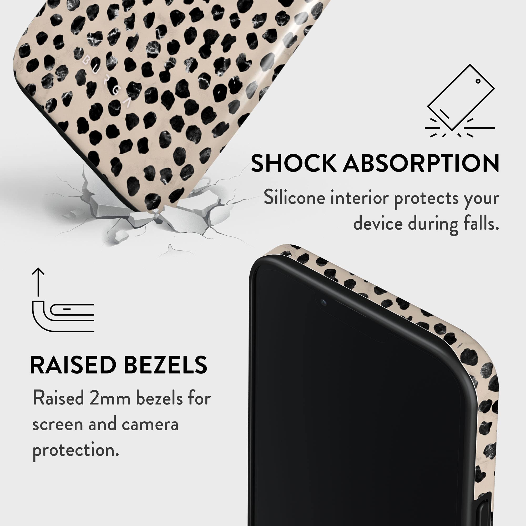 BURGA iPhone 13 PRO Case with Metal Ring Stand Holder - 360° Rotation, Shockproof, Heavy Duty, Fashionable Almond Latte Design for Girls - Perfect for Work, Travel, and Everyday Use