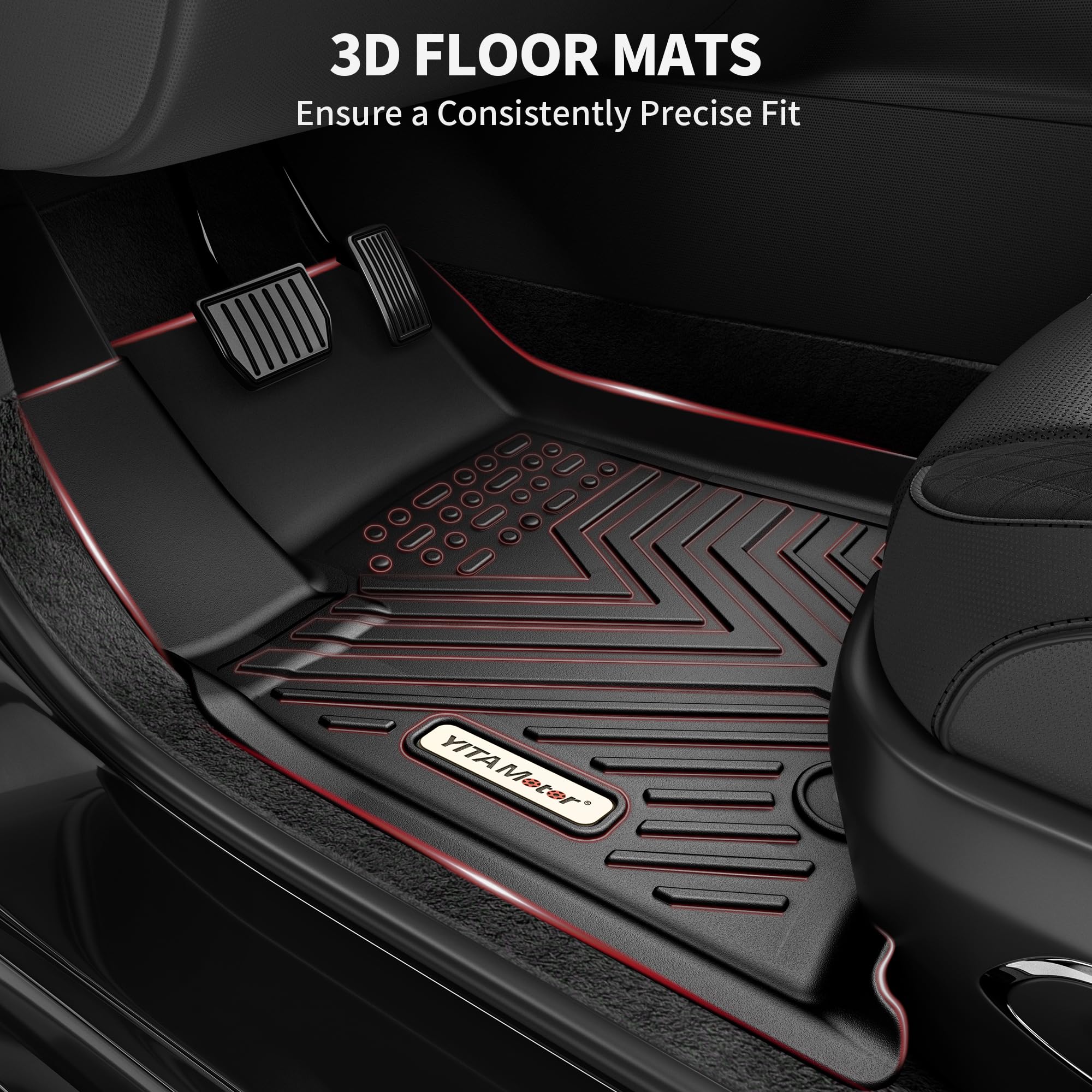 YITAMOTOR Custom Fit All Weather Floor Mats for 2021-2023 Ford Bronco Sport - Waterproof Black 2 Row Car Floor Liners | Perfect for Off-Roading, Daily Commute & All-Season Protection