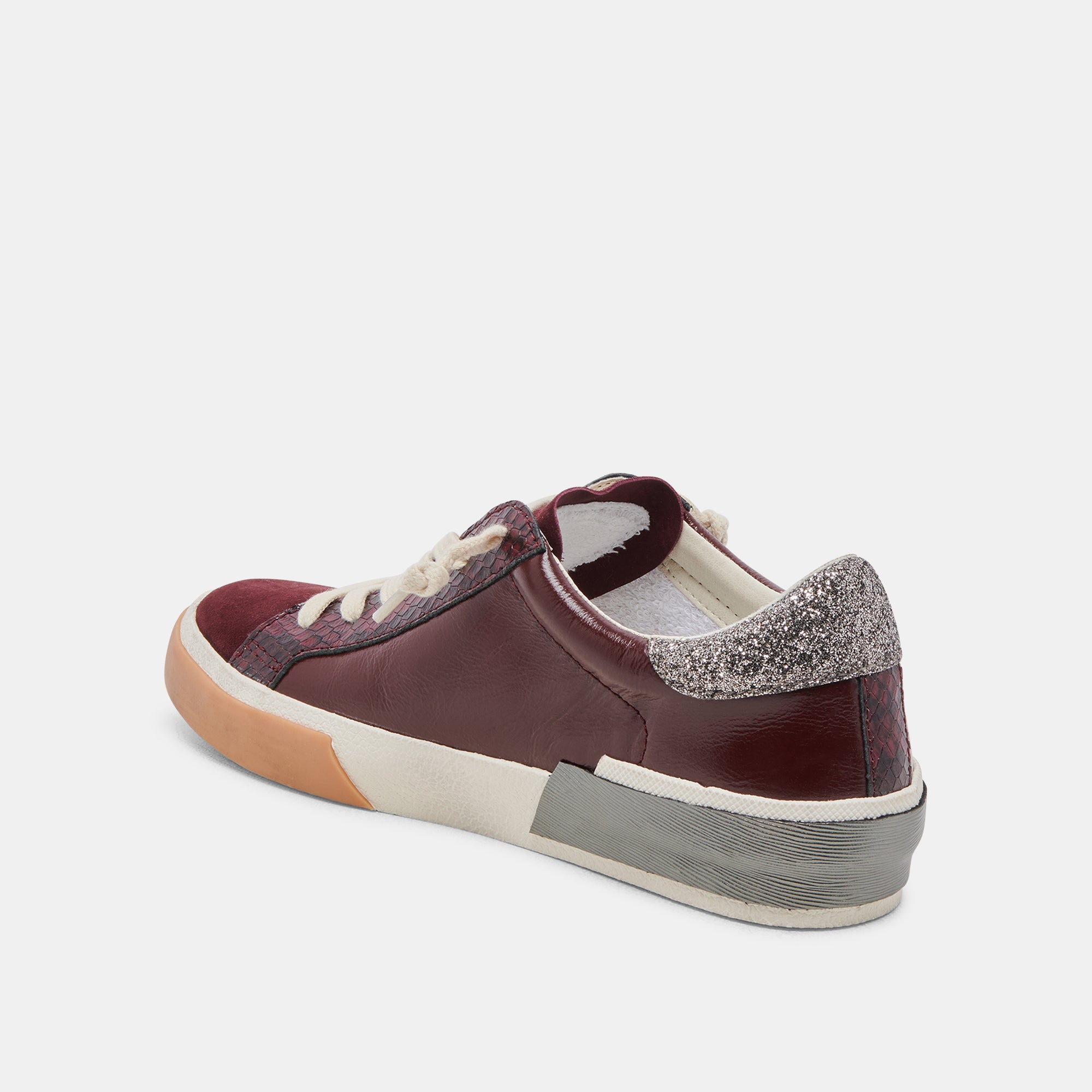 ZINA Women's Burgundy Crinkle Patent Leather Sneakers - Comfortable & Stylish Casual Shoes for Walking, Work & Everyday Wear