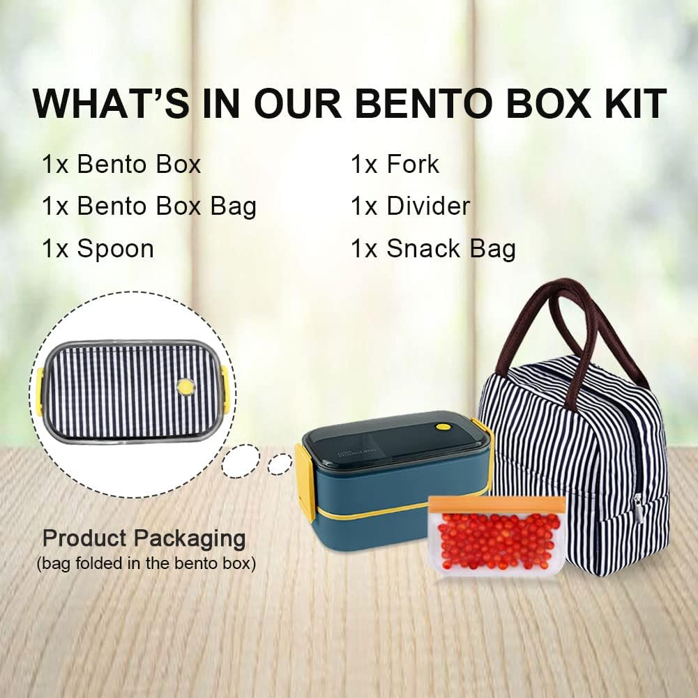 NatraProw Adult Lunch Box - Leakproof 2-Layer Bento Box with Detachable Divider & Utensils | BPA Free, Microwave Safe Meal Prep Container | Perfect for Office, School, Picnics & Travel
