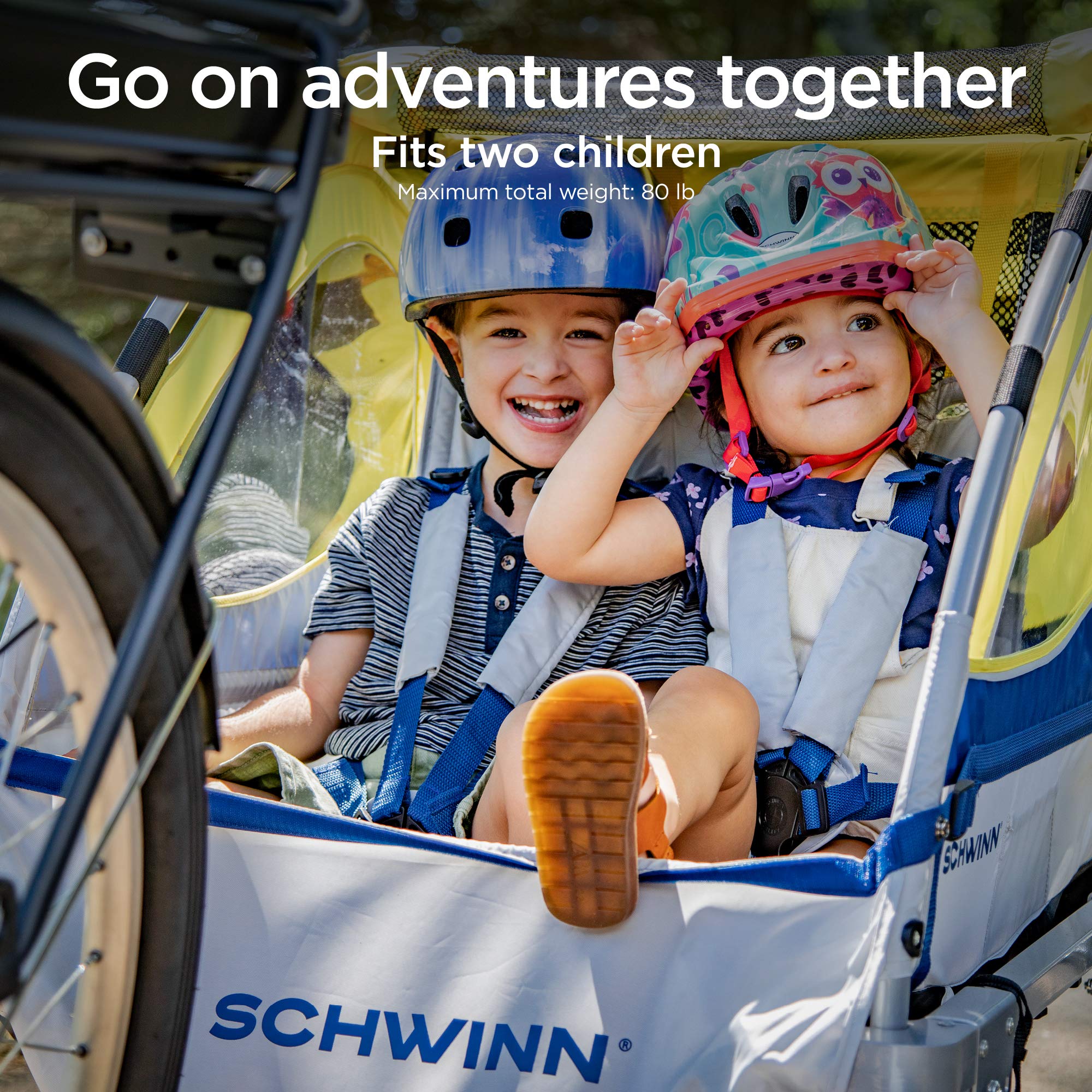 Schwinn Joyrider Echo & Trailblazer Bike Trailer for Kids - Single/Double Seat Baby Carrier with Canopy, 16/20