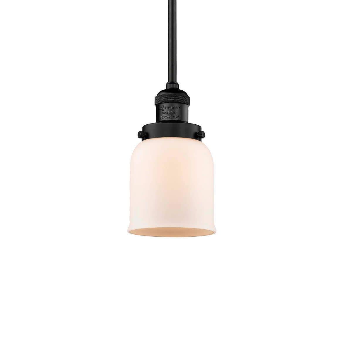 Innovations 201S-BK-G51 Matte Black Mini Pendant Light Fixture - Modern Single Bulb Hanging Light for Kitchen Island, Dining Room & Bedroom