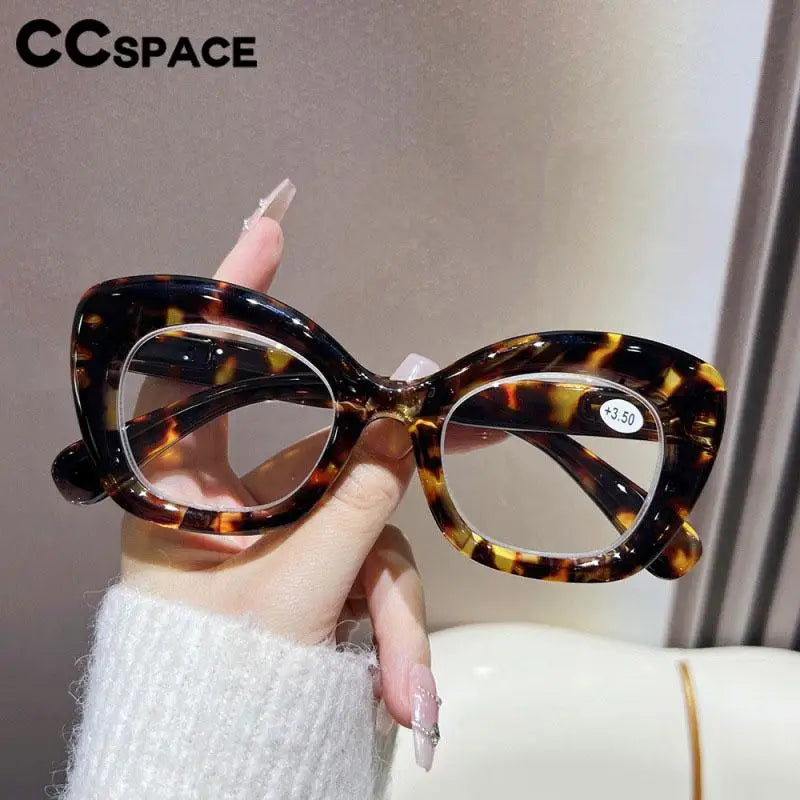 CCspace Unisex Full Rim Oval Thick Polycarbonate Reading Glasses 57478 | Blue Light Blocking | +1.0 to +4.0 Magnification | Perfect for Office Work, Reading & Computer Use