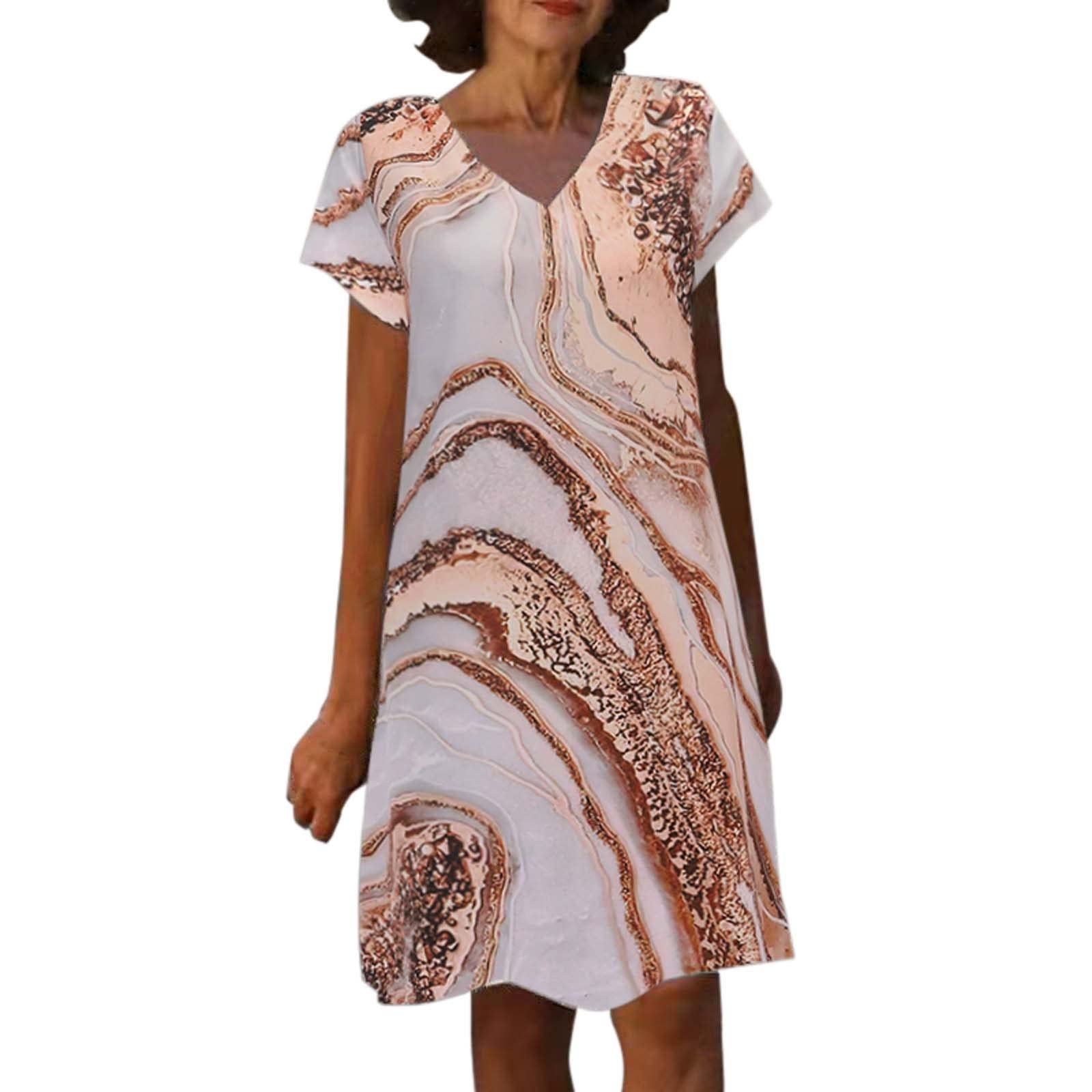 BAGELISE Women's Flattering Loose Sundress - Sleeveless Midi Dress That Hides Belly Fat | Casual Summer Beach Dress for Vacation, Date Night & Outdoor Activities