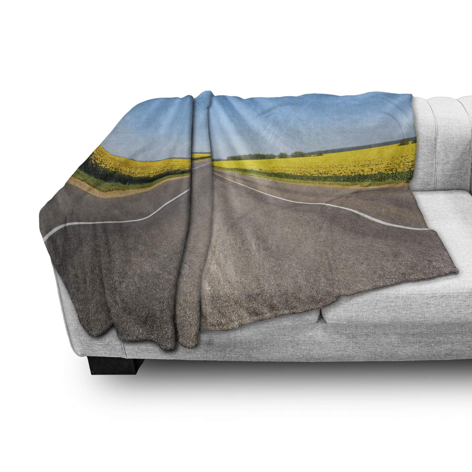 Ambesonne Yellow and Blue Flannel Fleece Throw Blanket - 50