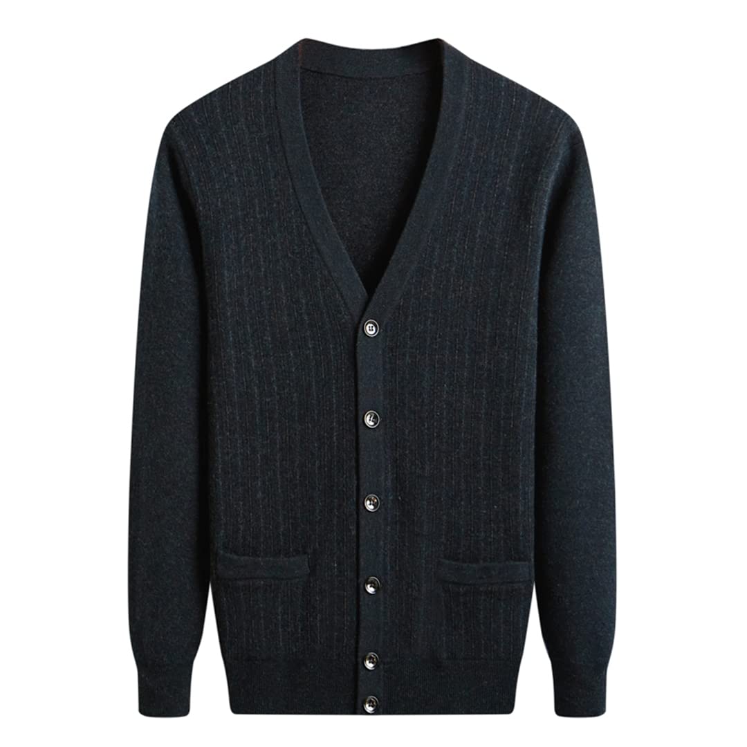 Premium Cashmere Men's V-Neck Knit Sweater Cardigan Coat - Soft & Warm for Spring & Fall - Perfect for Office, Casual Wear & Outdoor Activities