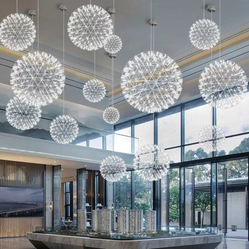 Spark Ball Stainless Steel Pendant Light - Modern Industrial Hanging Fixture for Kitchen Island, Dining Room & Bar Lighting