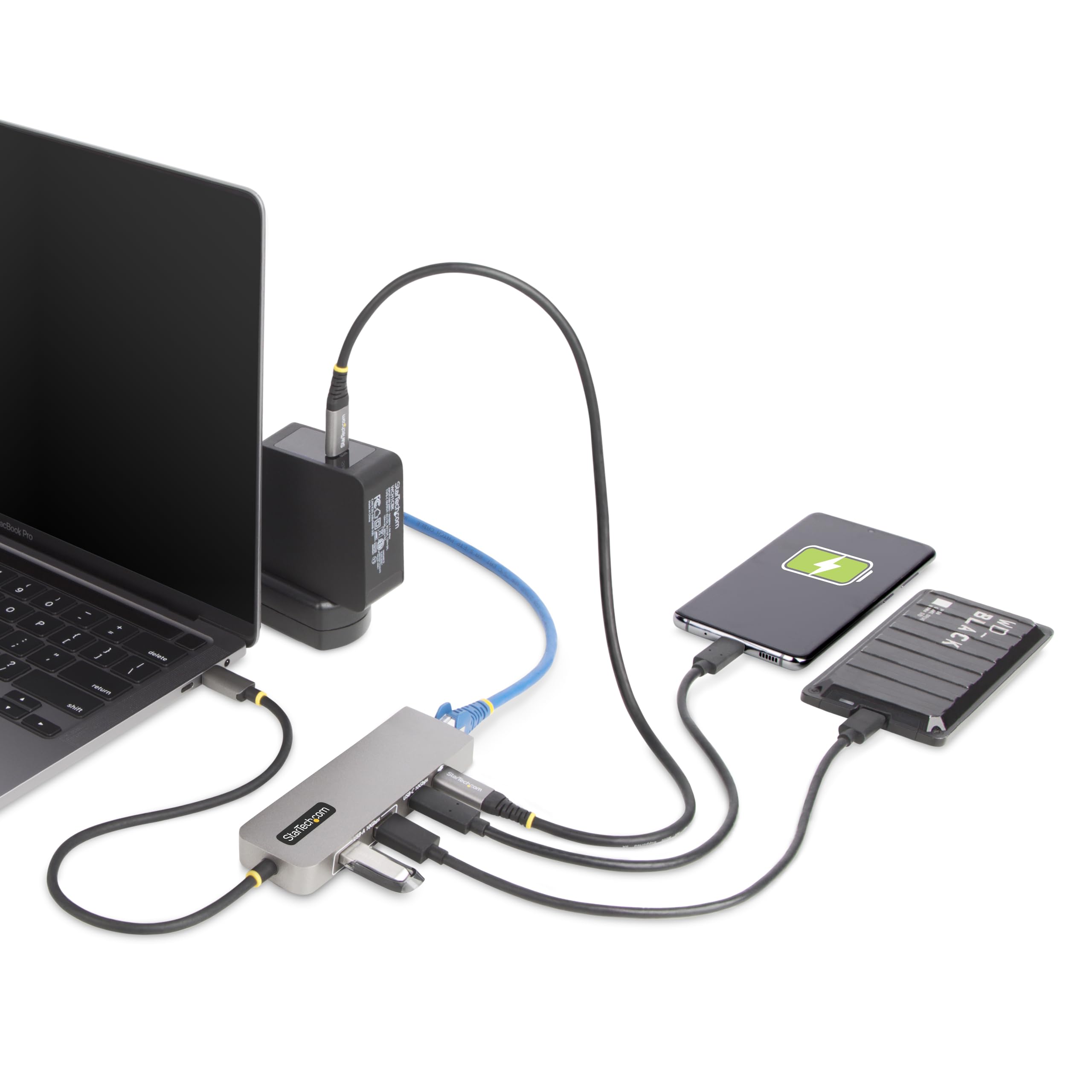StarTech.com 3-Port USB-C Hub with 2.5G Ethernet & 100W PD - USB 3.2 Gen 2 (10Gbps) Adapter - 2x USB-A & 1x USB-C Ports - Compact Laptop Docking Station for MacBook Pro/Air, Dell XPS, Surface Pro - Home Office & Travel Use