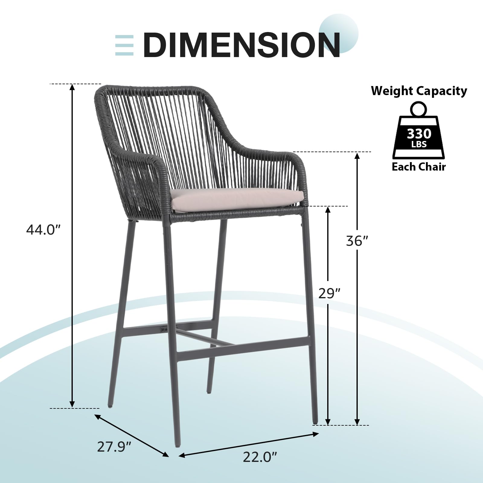 COBANA 2-Pack Outdoor Bar Stools - 36