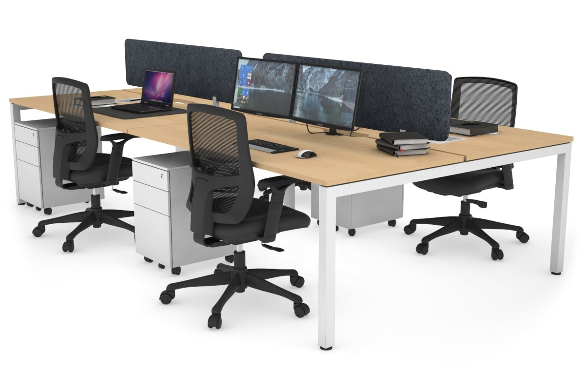 4-Person Office Workstation with Quadro Square Legs - 1800L x 800W Desk with Cable Management Scallop | Perfect for Collaborative Workspaces & Open Office Environments