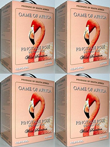 4 x Game of Africa Pinotage Rosé 3L Box Wine - South African Wine for Parties & Gifts
