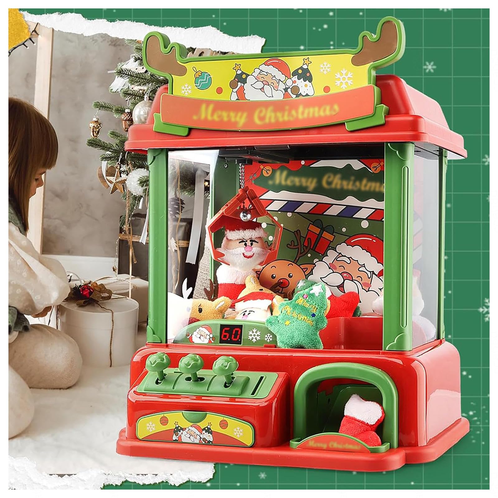 Kids Toy Claw Machine with Lights & Music - 2 Panda Plush, 20 Dolls & 20 Gashapon Prizes | Electronic Arcade Game for Home, Parties, Christmas & Birthday Gifts | Fun for Family Game Nights & Children's Playroom