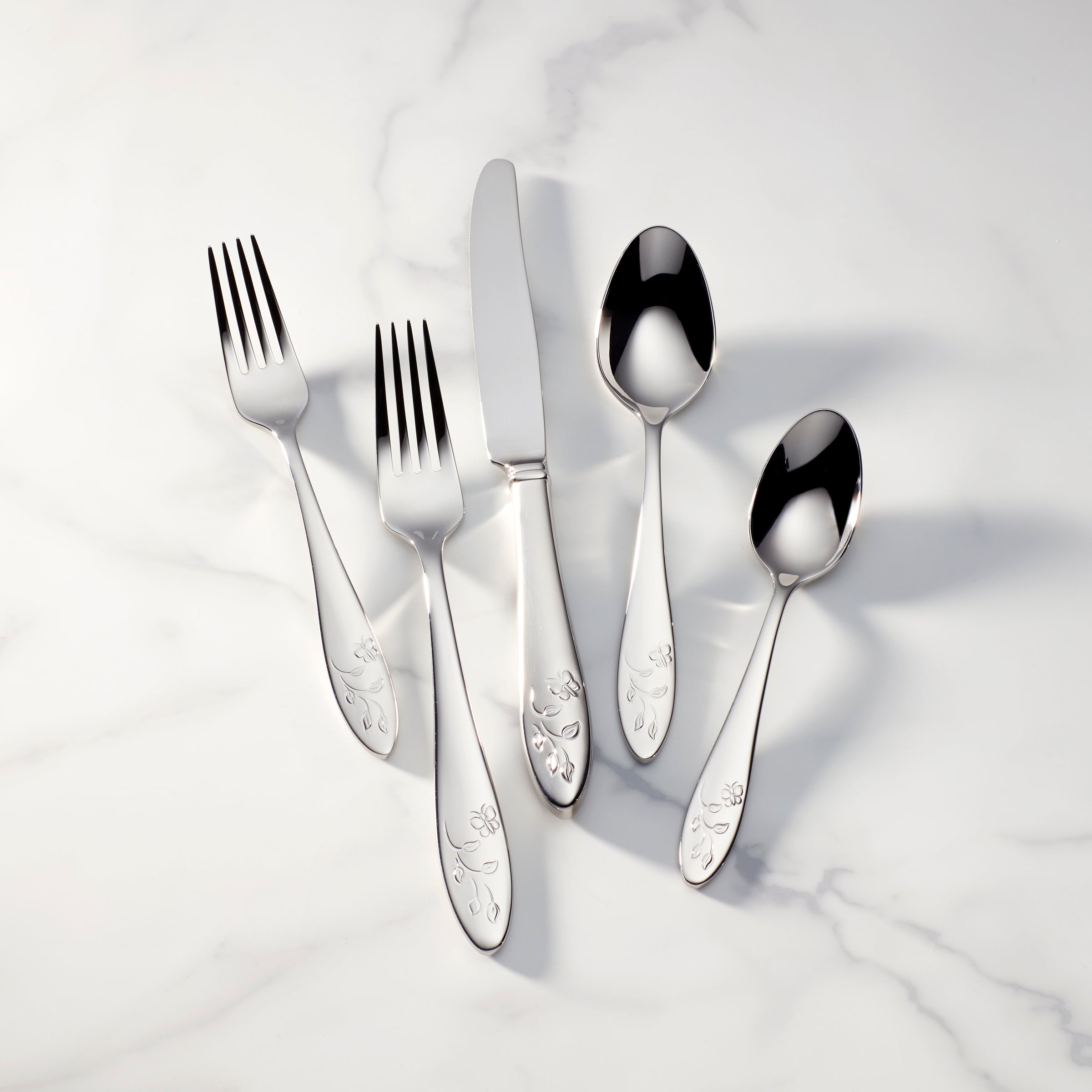 Butterfly Meadow 65-Piece Flatware Set - Stainless Steel Silverware Set for 12, Service for 4 - Perfect for Dinner Parties, Weddings, and Everyday Dining