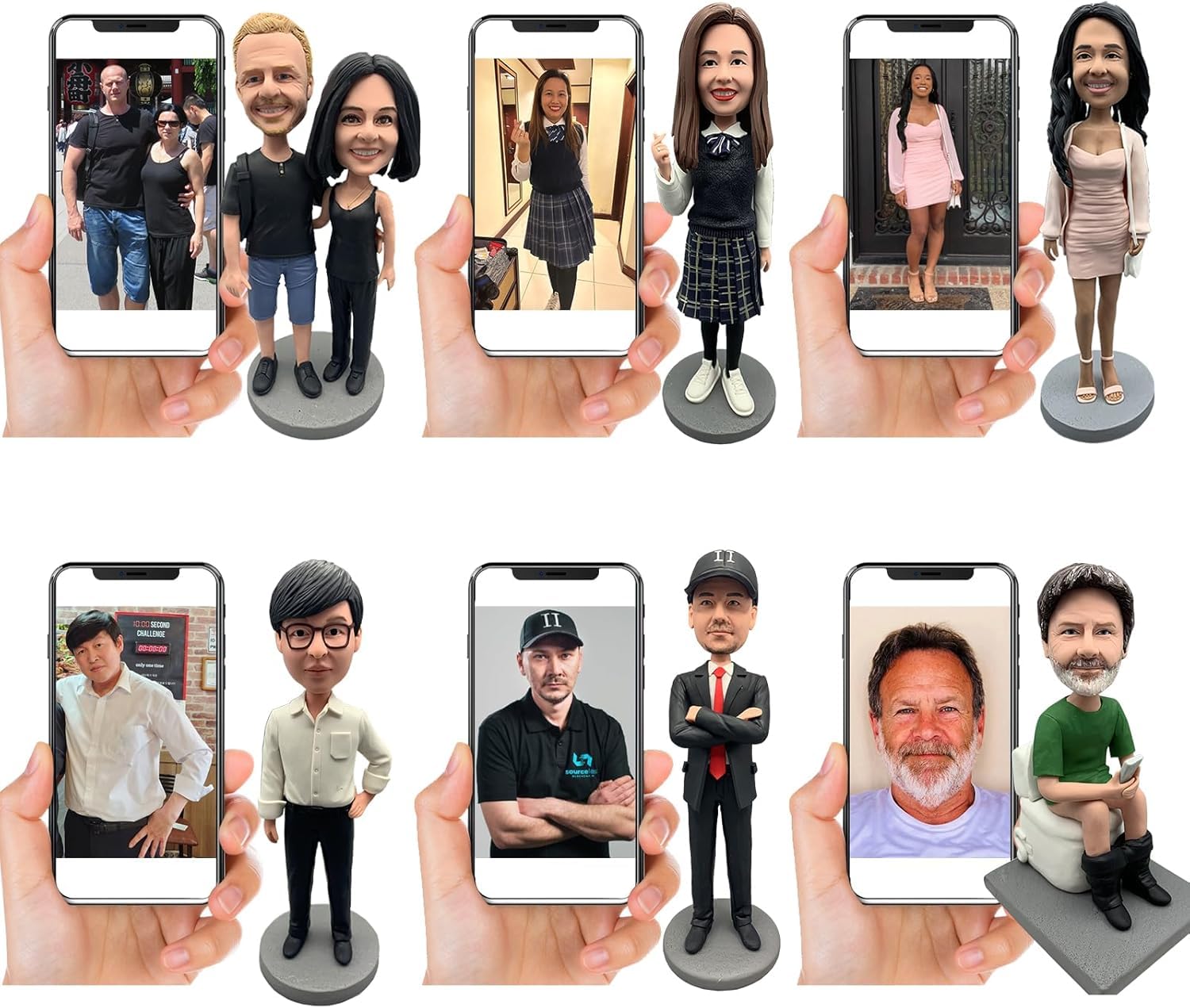 Custom Funny Bobbleheads for Cars - Personalized Silicone Head Statues (7-8cm) Based on Your Photo - Durable Soft Clay Car Dashboard Decor for Gifts, Office Desk & Home Decoration