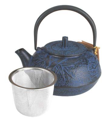 Premium Cast Iron Teapot - 20oz Japanese Style Blue Bamboo Design, Perfect for Loose Leaf Tea Brewing, Home Tea Ceremonies & Gift Giving