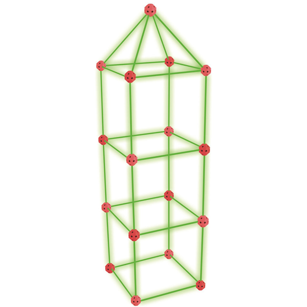 Buddy & Barney Wonderbox Workshop 85-Piece Glow in The Dark Fort Building Kit for Kids - Creative Indoor Play, Sleepover Fun & STEM Learning Activities