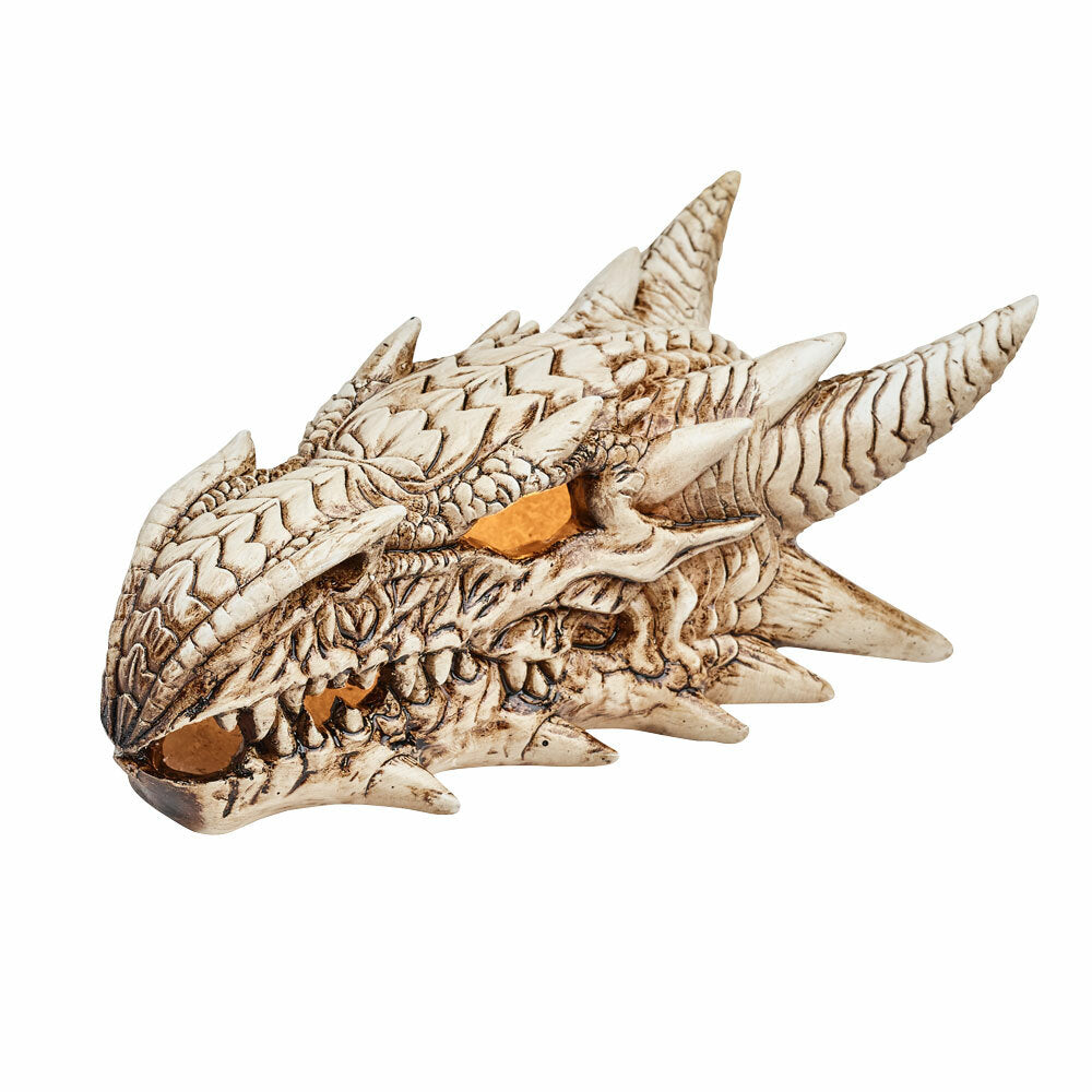 LED Dragon Skull Statue - Glowing Halloween Decor, Gothic Home Decor, Unique Fantasy Collectible for Parties, Gaming Rooms & D&D Themed Events