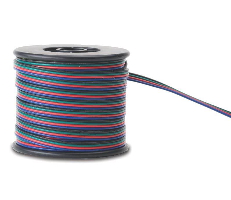 24V RGB LED Strip Lights with 18 Gauge 4 Conductor Wire - Waterproof Flexible Light Strips for Home Decoration, Bedroom, Kitchen, and Party Lighting